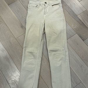 H&M Women's tan/off white high waist straight leg corduroy pants